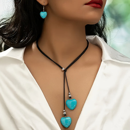 Set Collana Choker in Pelle e Orecchini